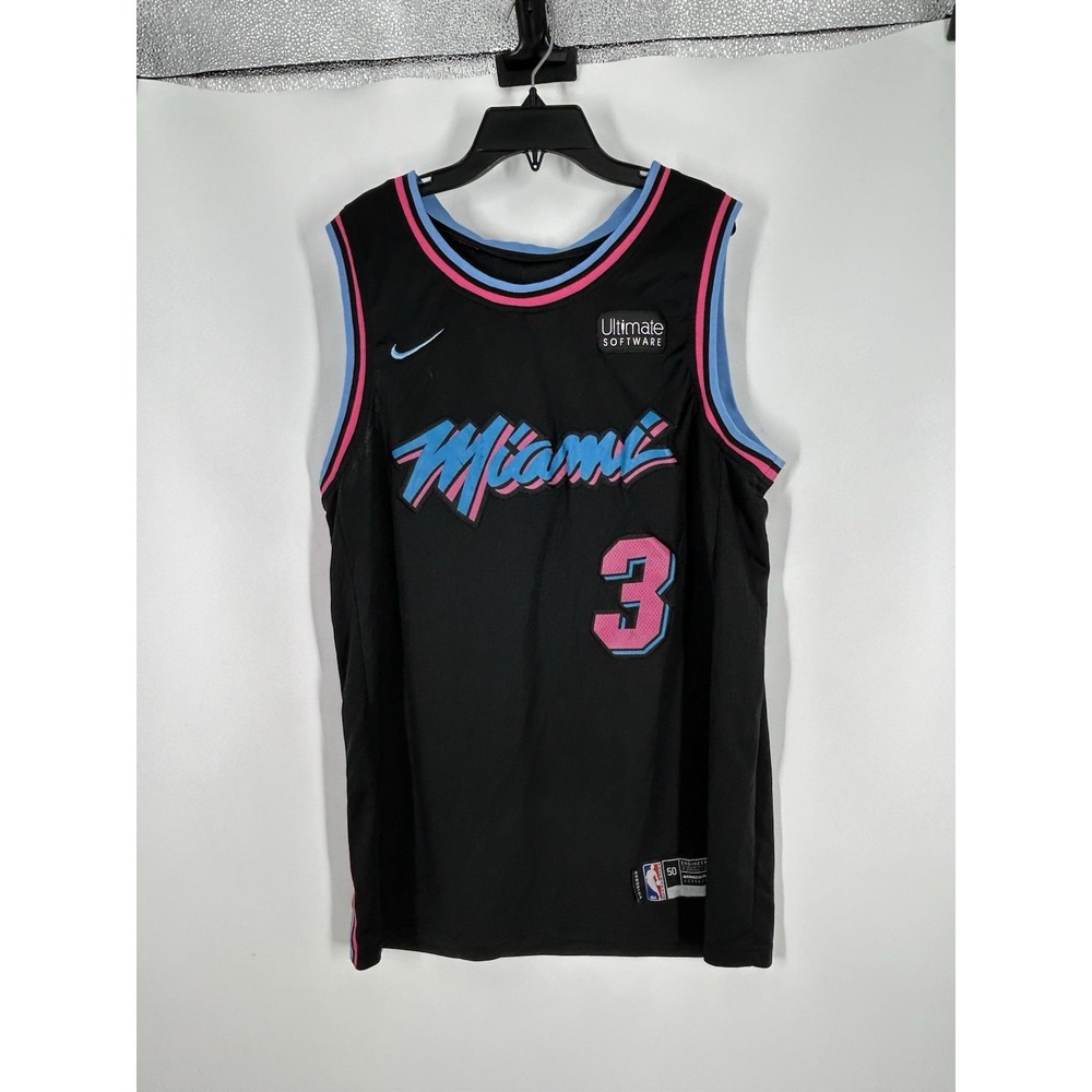 Dwyane Wade Miami Heat Vice Swingman Stitched‎ Sewn Black NBA Mens Size 50 Large